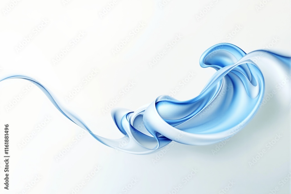 Poster abstract blue flowing wave shape with a smooth gradient design on a light background. concept of flu