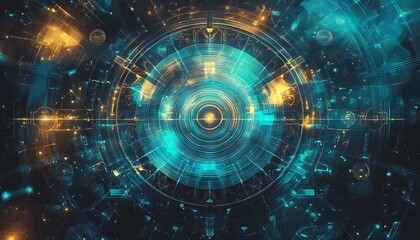 Fototapeta premium Futuristic Abstract Technology Background with Bright Circles and Lines