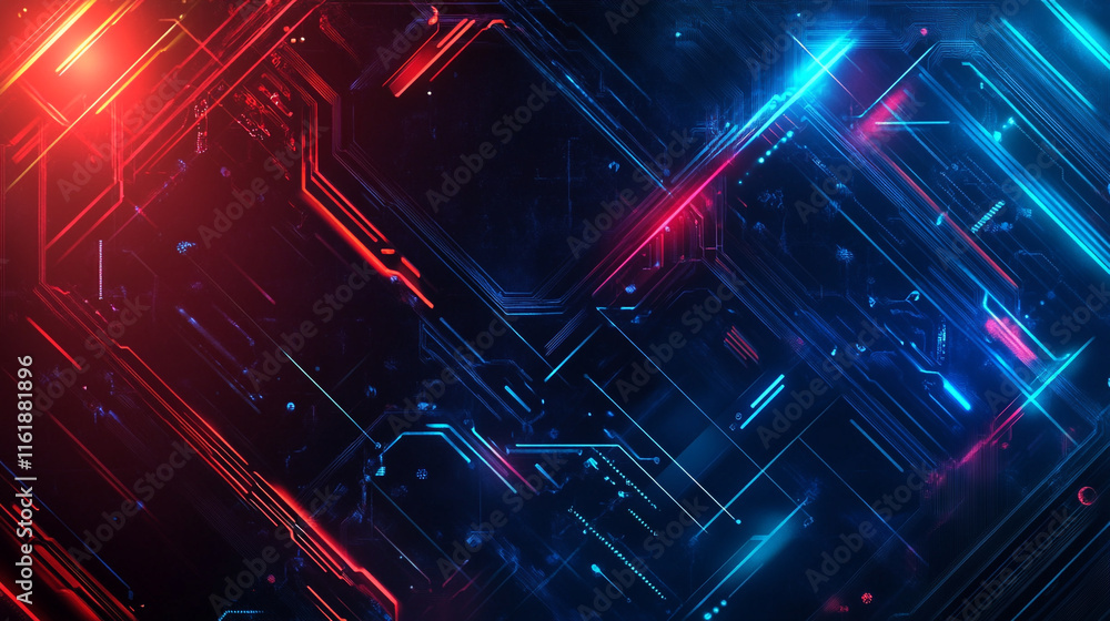 Poster futuristic technology interface background with dynamic arrows, abstract futuristic technology lines