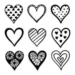 Collection of illustrated heart icons
