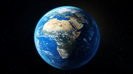 Fototapeta premium A blue Earth with the African continent on it, dark background, earth day concept