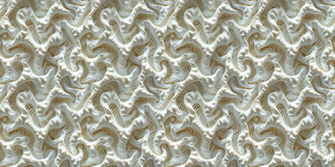 Abstract wavy seamless pattern in silver and gold with organic swirls