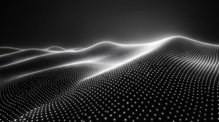 black and white abstract background, Luminous Wavegrid