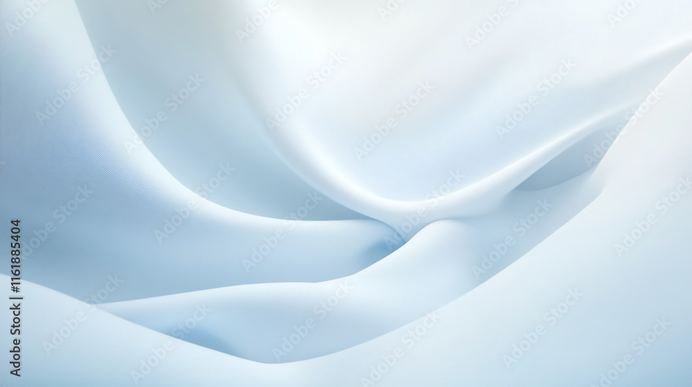 Poster soft light silk fabric flowing gently in waves, abstract white cloth background with soft waves idea