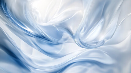 Obraz premium A blue and white fabric with a wavy pattern, Frost Veil: White Satin and Soft, Crease Waves, A Showcasing of Icy Elegance