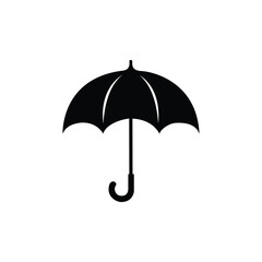 Minimalist Black and White Vector Illustration of a Symmetrical Umbrella