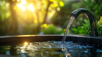 A faucet is dripping water into a small pool