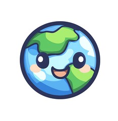 Obraz premium cartoon vector logo of the earth, hand drawn doodle style, earth day concept