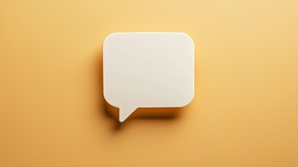 a blank white speech bubble for text on a beige background