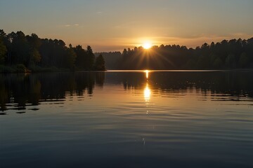Fototapeta premium sunset on the river