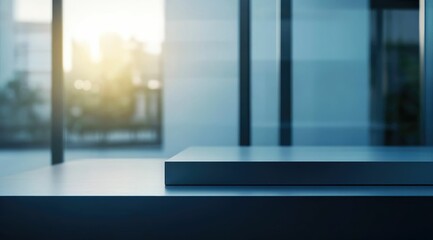 Fototapeta premium Modern minimalist display platform in a bright office space.