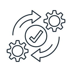 Successful operation, project. Vector linear icon isolated on white background.