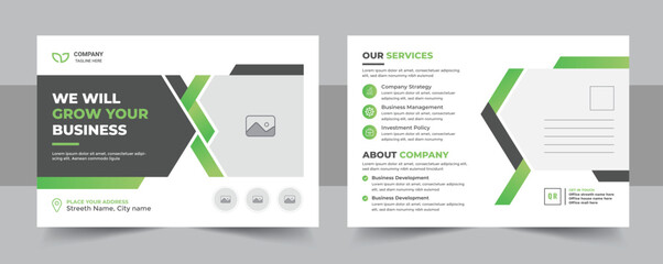 Simple and clean business postcard design template or professional marketing corporate business postcard layout