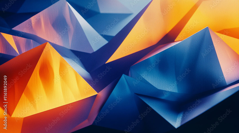 Poster colorful geometric shapes create a vibrant abstract composition with sharp angles and gradients