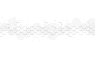 Hexagons pattern background. Genetic research, molecular structure. Chemical engineering. Concept of innovation technology. Used for design healthcare, science and medicine background