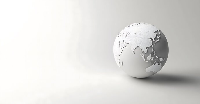 Fototapeta Gray vector illustration of a world map on a white background