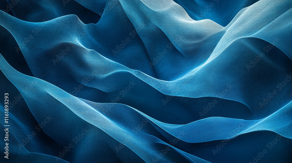 Poster fluid textures create mesmerizing patterns in shades of blue and soft light