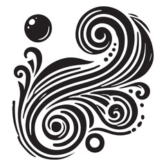 Curling Silhouette Vector Illustration, Solid White Background.