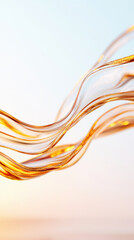 Abstract liquid flow with glowing metallic finish