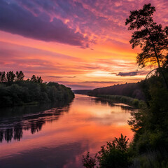 stunning river and sunset scenery