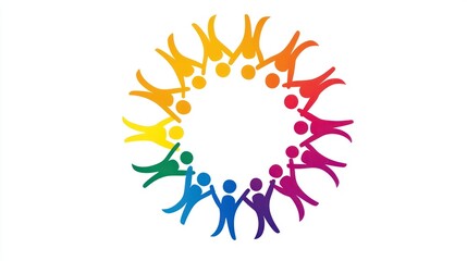 A colorful logo featuring people holding hands in a circle, symbolizing community volunteer efforts and teamwork