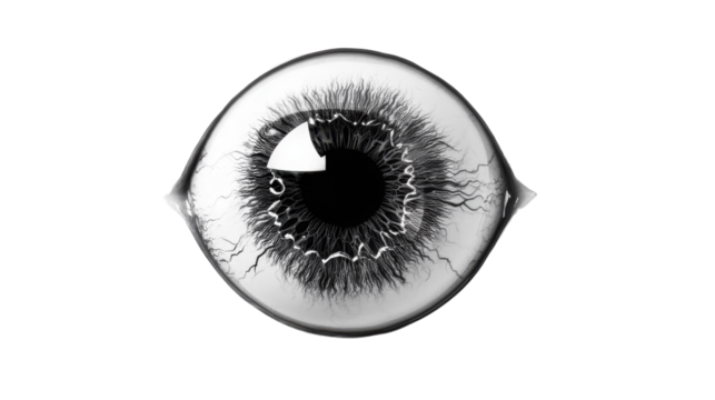Drawn black human eye transparent background