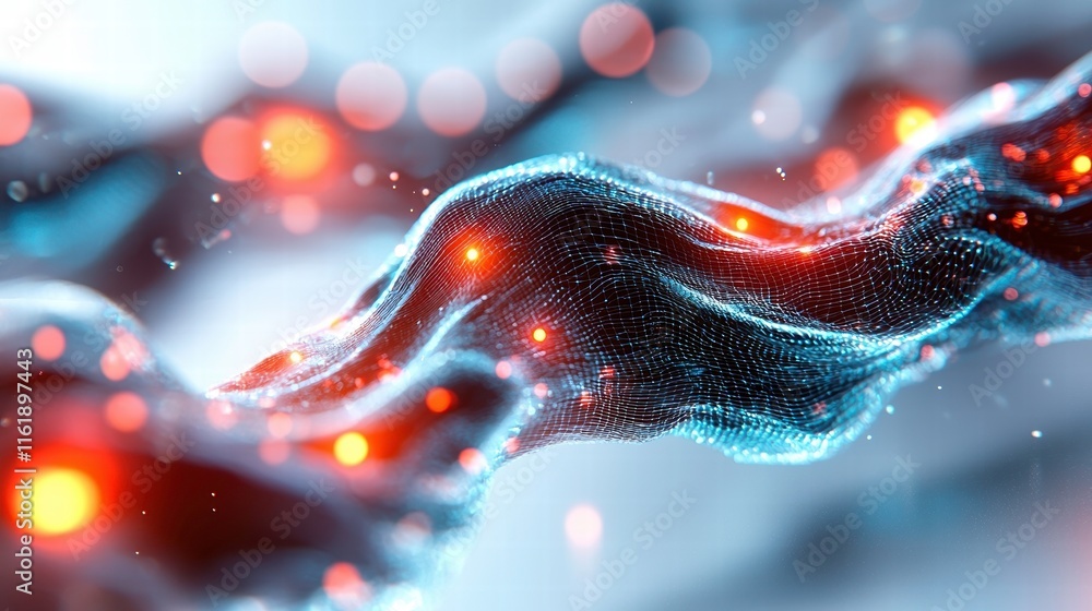 Poster exploring futuristic digital interfaces in high fidelity data visualization virtual space digital ar
