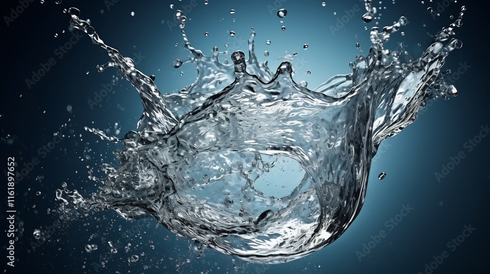 Aufkleber mesmerizing image of a dynamic water splash bursting forth from a crystal clear glass capturing the 