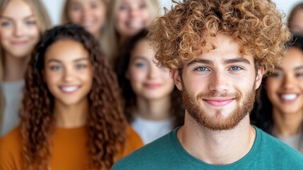 Fototapeta premium Diverse Group Celebration Studio Setting High-Fidelity Portrait Cheerful Expressions Close-Up View Community Spirit