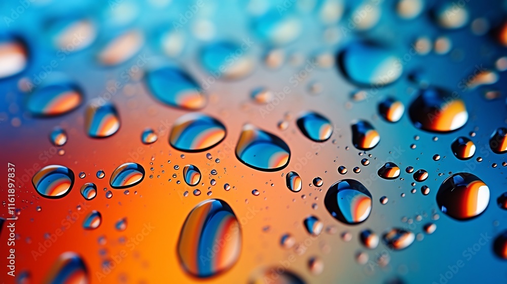 Poster mesmerizing shot showcasing the intricate patterns and curves formed by water droplets on a smooth t
