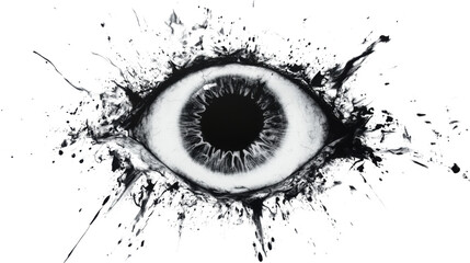 Drawn black human eye transparent background