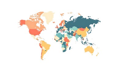World map, a simple vector graphic design on a white background