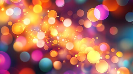 Obraz premium Colorful abstract bokeh lights background with soft glowing circles, vector illustration