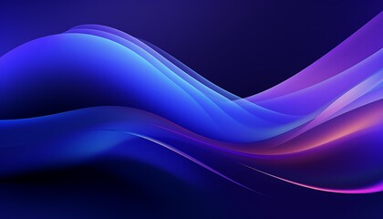A vibrant abstract design featuring flowing waves in shades of purple, blue, and orange