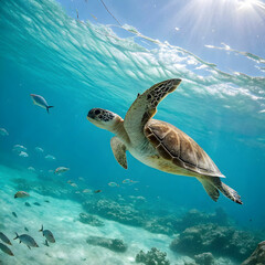 Fototapeta premium turtle swimming in sea