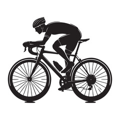 Fototapeta premium Cycling Silhouette Vector Illustration, Solid White Background.
