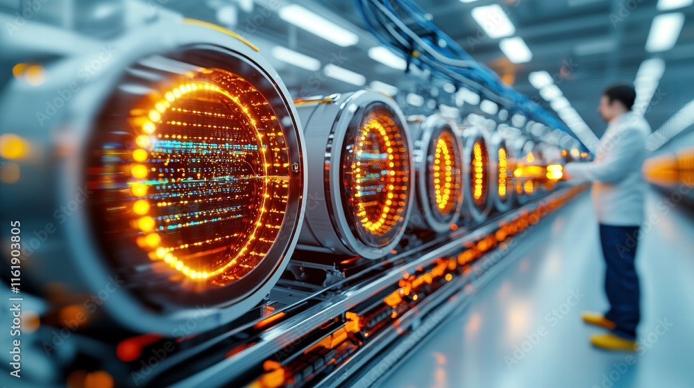 Poster optimizing data servers in a sleek it room high-tech environment modern infrastructure