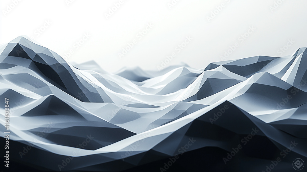 Poster abstract representation of textured mountains with a minimalist design in shades of gray