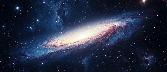 Fototapeta premium Spiral galaxy in deep space with stars and nebulae.