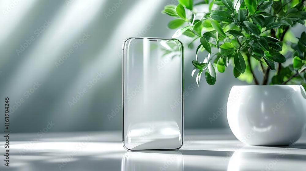 Aufkleber showcasing a sleek modern smartphone display in a minimalistic environment with high fidelity interf