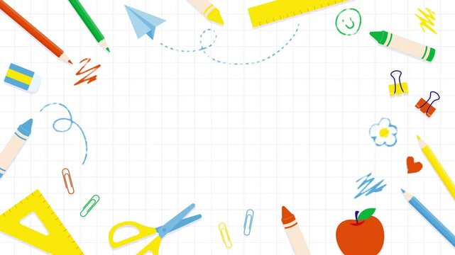 back to school background with hand drawing animation on a notebook