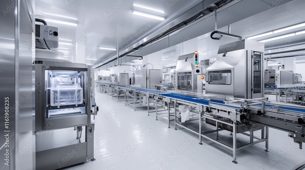 Poster efficient and hygienic factory environment for the automated production and packaging of precooked m
