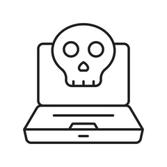 cyber terrorism line icon with white background vector stock illustration