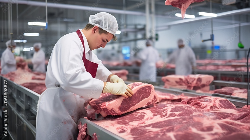 Poster efficient and automated factory processing frozen meat products for seamless food supply chain distr