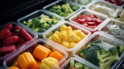 Close up View of Assorted Frozen Fruits and Vegetables Being Prepared for Packaging and Shipment to Retailers and Consumers