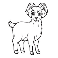 Goat line art vector on white background 