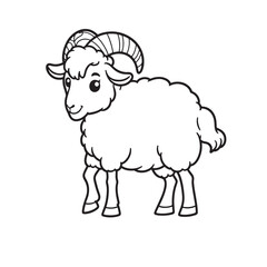 Goat line art vector on white background 
