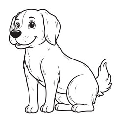 Dog line art vector on white background 