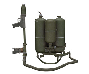3d rendering flamethrower, weapon that throws fire