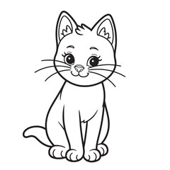 Cat line art vector on white background 